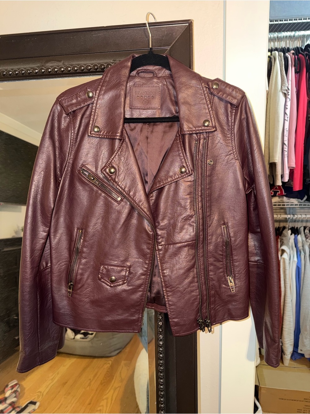 Blank NYC Wine Leather Moto Jacket